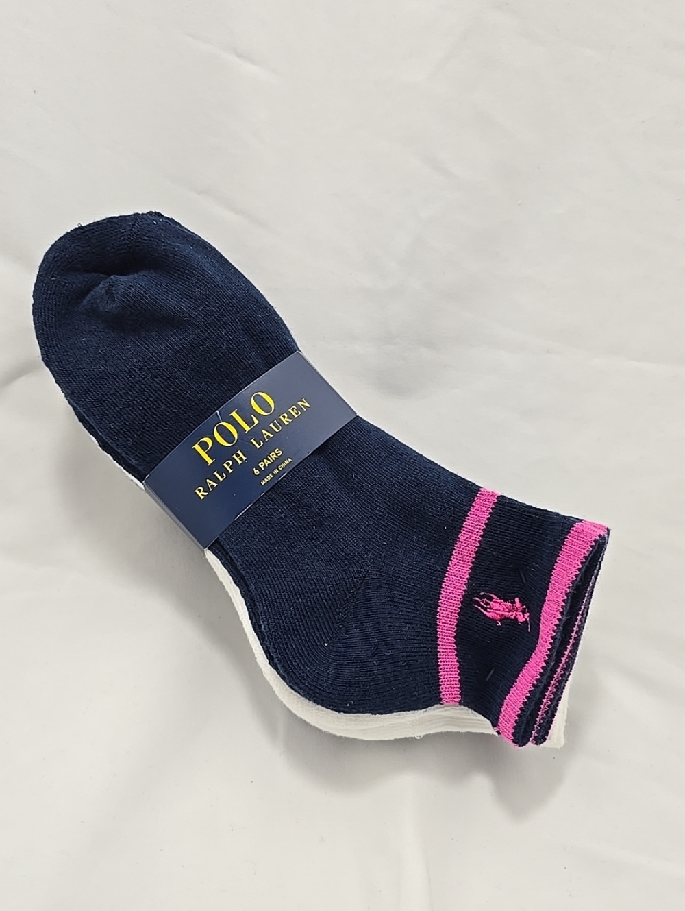 NWT Polo Ralph Lauren Women's 6 Pair Ankle Socks Navy White Purple